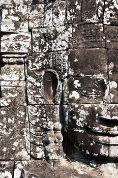 Faces of Bayon temple,Angkor Wat stone carvings of faces,Cambodia