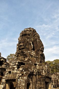 Faces of Bayon temple,Angkor Wat stone carvings of faces,Cambodia