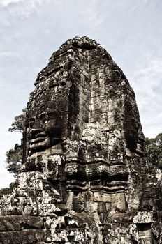 Faces of Bayon temple,Angkor Wat stone carvings of faces,Cambodia