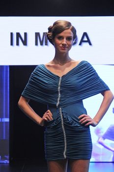 ZAGREB, CROATIA - OCTOBER 27: Fashion model wears wedding dress made by In Moda on 'Wedding days' show, October 27, 2012 in Zagreb, Croatia.