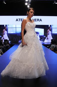 ZAGREB, CROATIA - OCTOBER 27: Fashion model wears wedding dress made by In Atelier Hera on 'Wedding days' show, October 27, 2012 in Zagreb, Croatia.