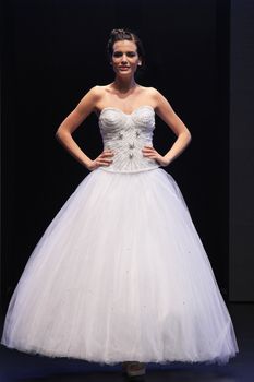 ZAGREB, CROATIA - OCTOBER 27: Fashion model wears wedding dress made by In Atelier Hera on 'Wedding days' show, October 27, 2012 in Zagreb, Croatia.