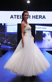 ZAGREB, CROATIA - OCTOBER 27: Fashion model wears wedding dress made by In Atelier Hera on 'Wedding days' show, October 27, 2012 in Zagreb, Croatia.