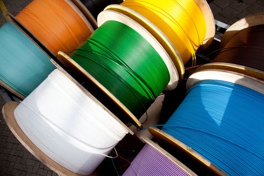 fiber cables in many bright colours