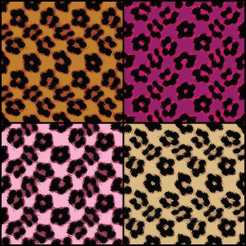 Seamless leopard print tiles in a variety of colors.