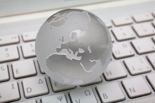 Earth Planet - crystal ball globe, engraved ornament