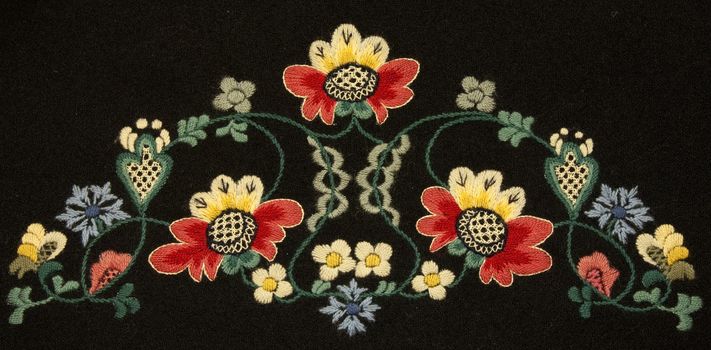 Detail from 100 years old Norwegian bunad embroidery