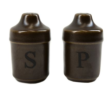 Retro salt and pepper shakers isolated on white 