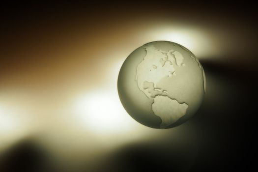 Earth Planet - crystal ball globe, engraved ornament