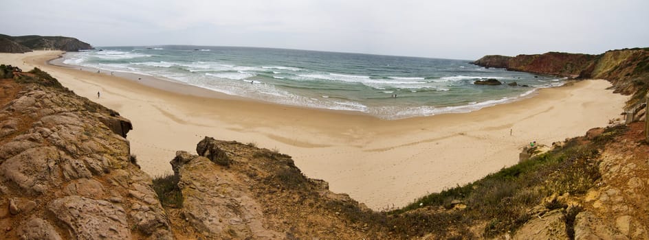 Beautiful view of the isolated beaches and coastline of Sagres, located in the Algarve, Portugal.
