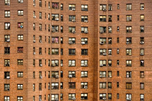 Residential building wall with the windows, New York, USA