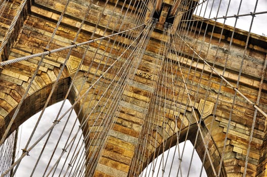 Brooklyn bridge detail, Manhattan, New York, USA