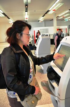 airport self check in kiosk in canberra airport australia