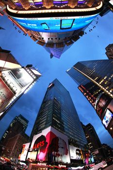 NEW YORK CITY - OCT 10: Times Square, featured with Broadway Theaters and huge number of LED signs, is a symbol of New York City and the United States, October 10, 2012 in Manhattan, New York City