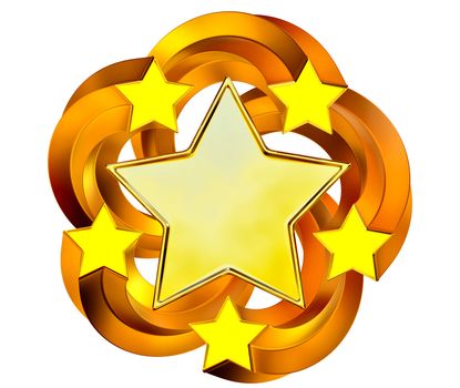 a set of six shiny gold stars in motion for advertise