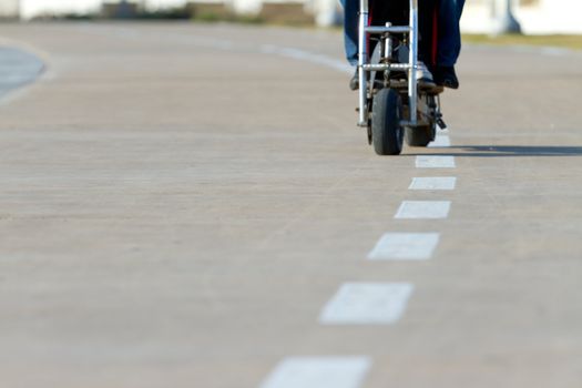 Electric scooter on the road