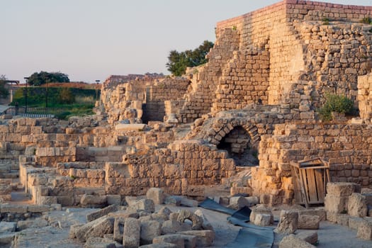 The ruins of the ancient city of Caesarea.  Israel