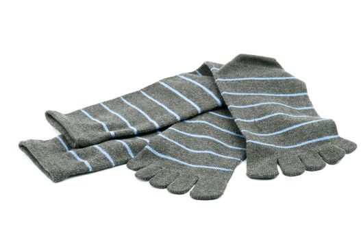 Gray Striped Toe Socks isolated on white background