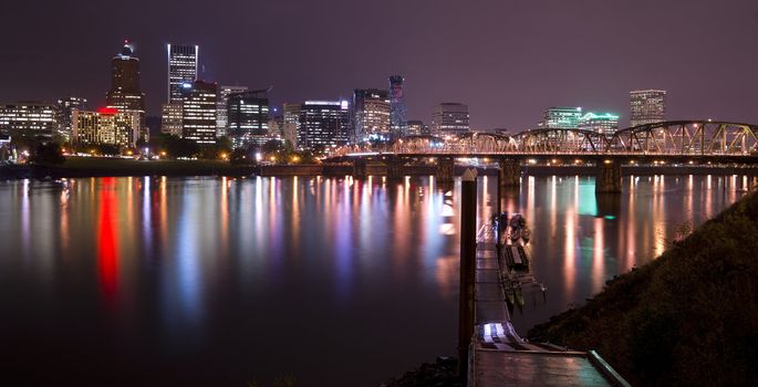 The Hawthorne Bridge stands pointing into downtown Portland Oregon