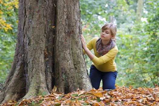 young girl playing in the park