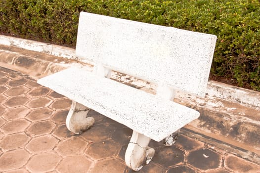 White marble chairs in the garden.