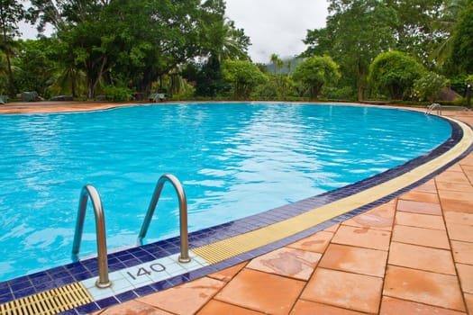 Pool on mountain resort in thailand