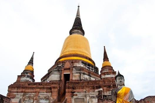 old Buddha statue  in the temple  Thailand country