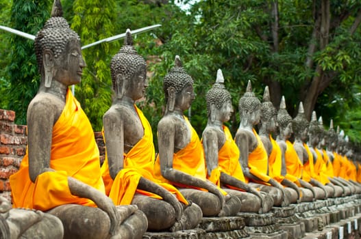 old Buddha statue  in the temple  Thailand country