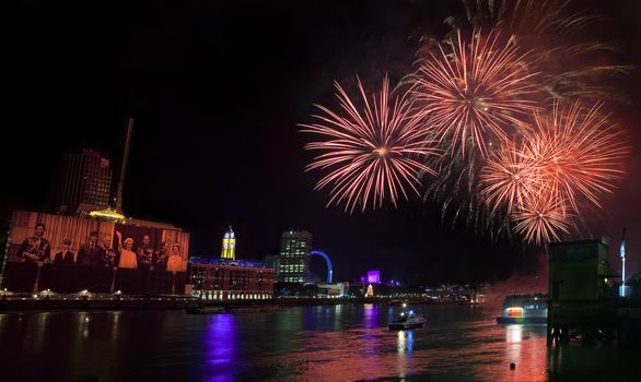 The firework show at the end of the 2012 Thames Festival in London.