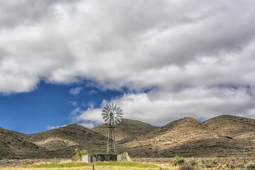 A windpump erected in the arid lands of South Africa
