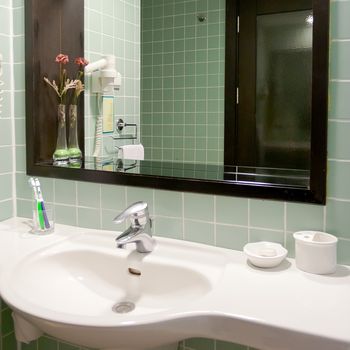Modern style interior design of a bathroom