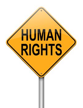 Illustration depicting a roadsign with a human rights concept. White background.