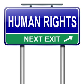 Illustration depicting a roadsign with a human rights concept. White background.