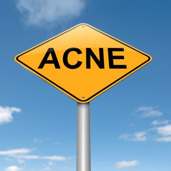 Illustration depicting a roadsign with an acne concept. Sky background.