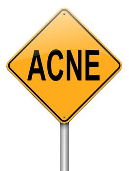 Illustration depicting a roadsign with an acne concept. White background.