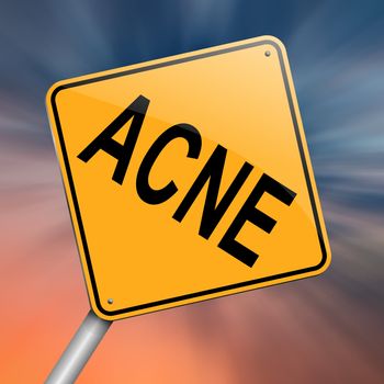 Illustration depicting a roadsign with an acne concept. Abstract background.