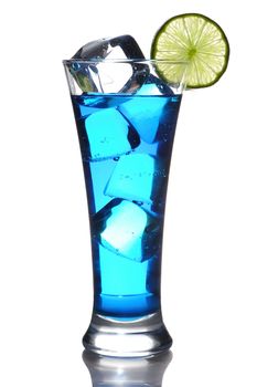 Blue Curacao cocktail isolated on white