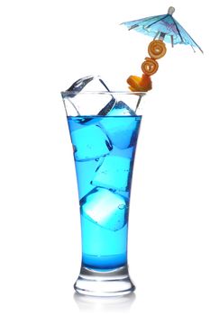 Blue Curacao cocktail isolated on white