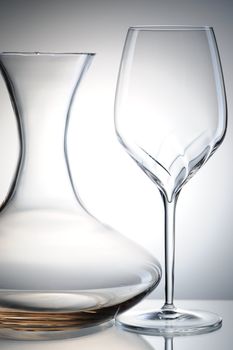 Glass still life over gradient background