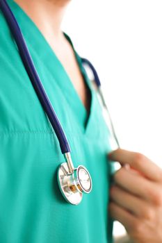 Surgeon doctor holding his stethoscope