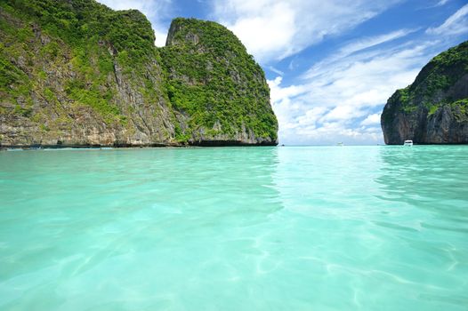 Beautiful lagoon at  Phi Phi Ley island, the exact place where "The Beach" movie was filmed