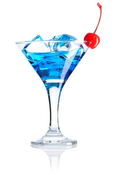 Blue Curacao cocktail isolated on white