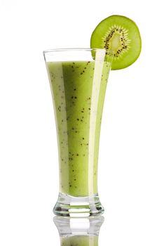 Kiwi smoothie isolated on white