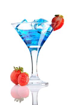 Blue Curacao cocktail isolated on white