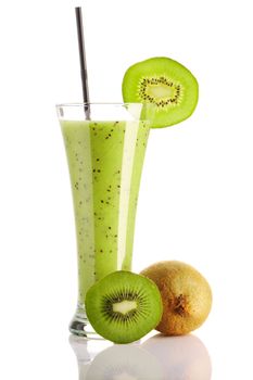 Kiwi smoothie isolated on white