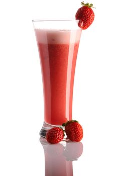 Strawberry smoothie isolated on white