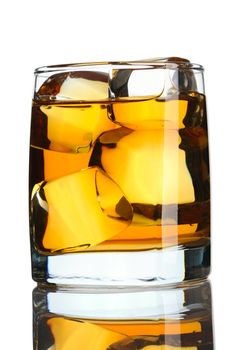 Scotch on the rocks isolated on white