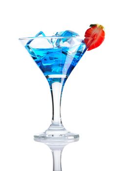 Blue Curacao cocktail isolated on white