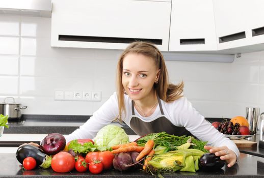 Woman cooking in modern kitchen