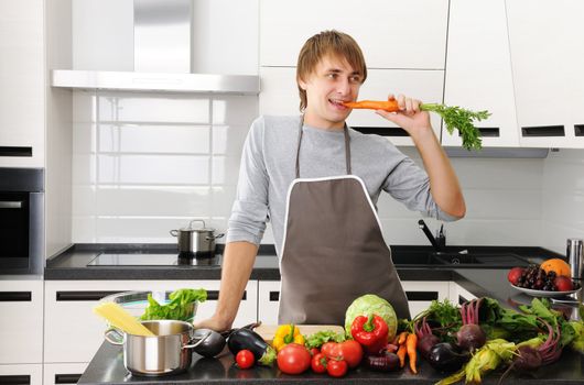 Man cooking in modern kitchen